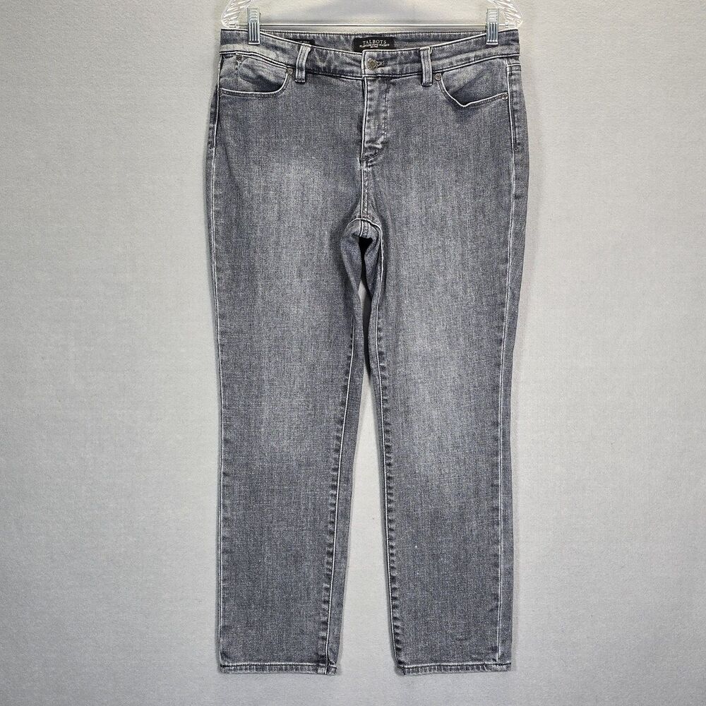 TALBOTS FLAWLESSFIVE-POCKET SLIM ANKLE Gray/Black Jeans Women Size 10P (33 x 25)